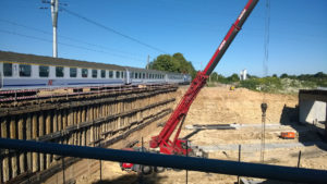 Building of the motorway underpass under railway line in Lublin